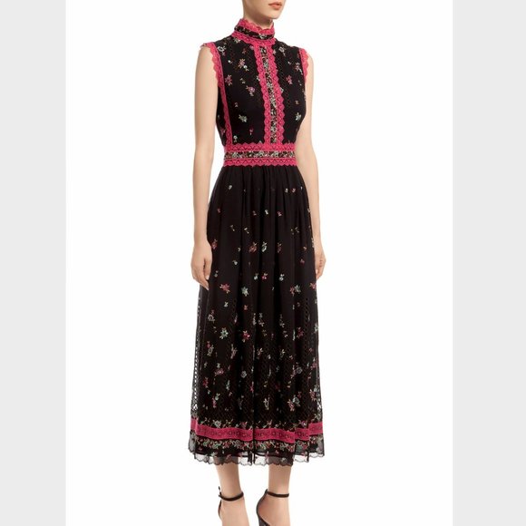 Costarellos Dresses & Skirts - NWT Costarellos LILLIAS EMBROIDERED MIDI DRESS 36